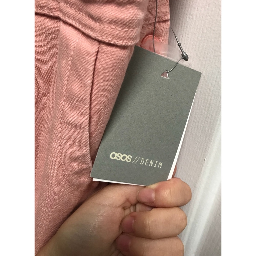 [ASOS] Pink Denim Halter Wide Leg Jumpsuit (NWT!) - Picture 6 of 7